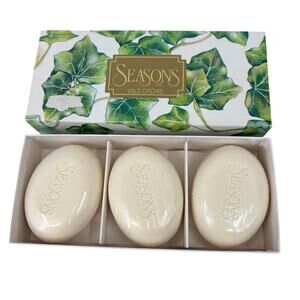 Seasons Inc Soap Bars Wild Orchid 3.5 oz White Scented New Sealed Box of 3